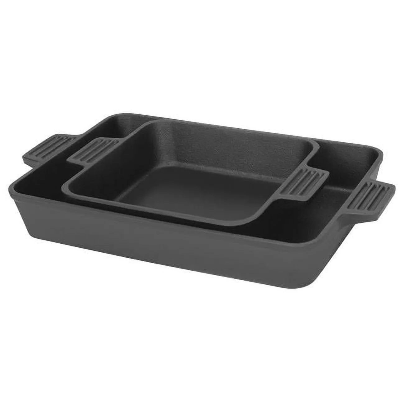 Bayou Classic 7474 8 & 13 in. Cast Iron Bake Pan Set, Black