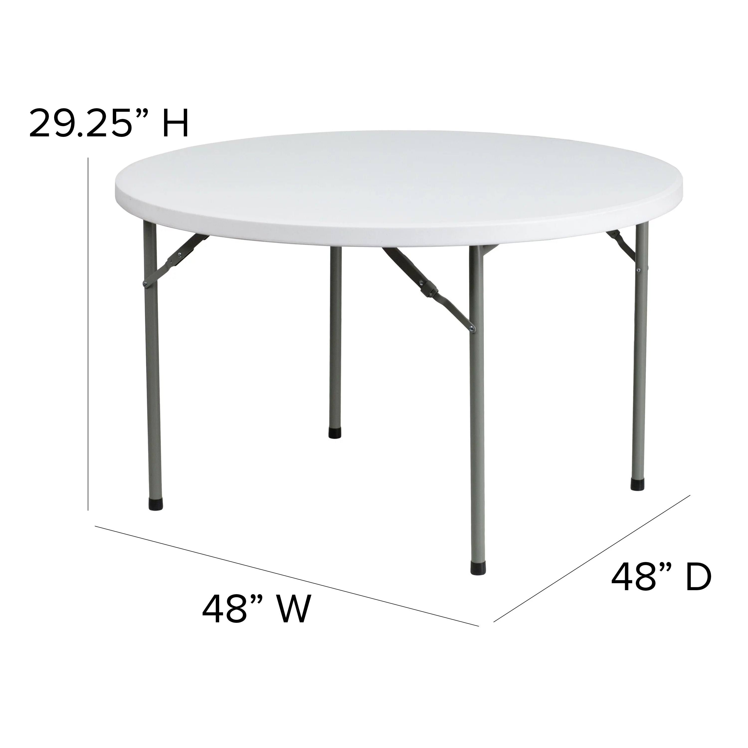 Flash Furniture 4' Round Plastic Folding Banquet and Event Table, Granite White