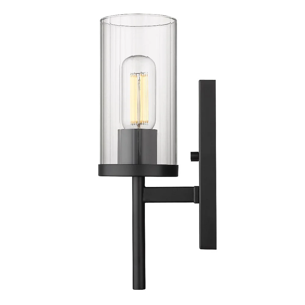Winslett 1 Light Wall Sconce in Pewter with Ribbed Clear Glass