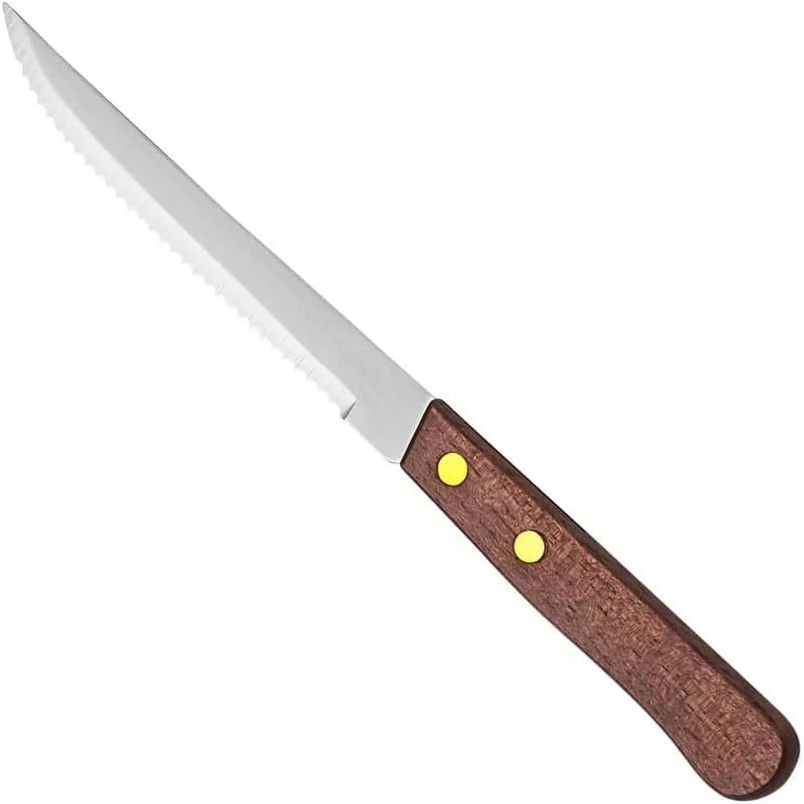 Of 12) Serrated-Edge Pointed-Tip Steak Knives, 4-1/4-Inch Stainless Steel Blade Steak Knives With Wooden Handles For Restaurants