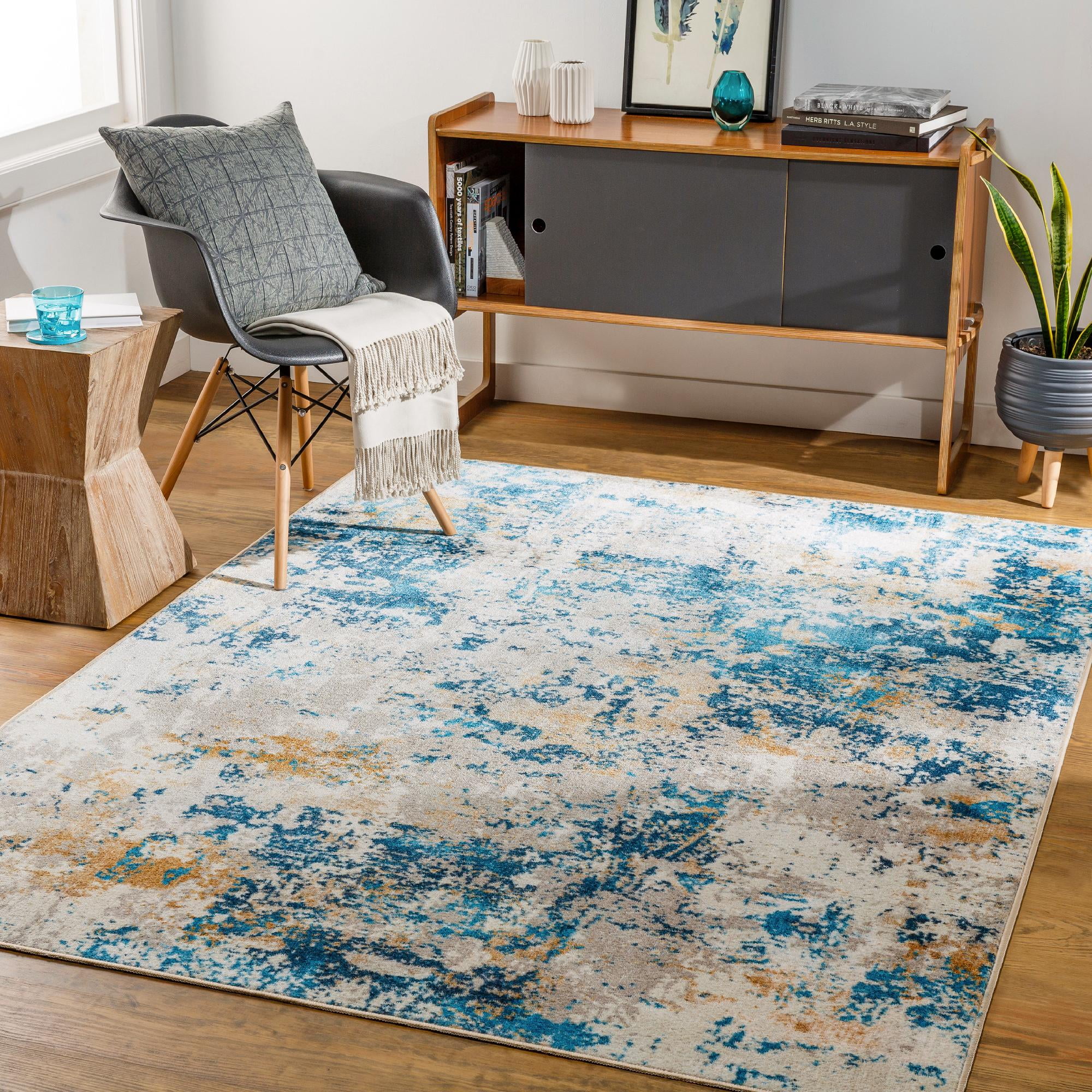Mark&Day Washable Area Rugs, 9x12 Ulen Modern Teal Area Rug (8'10