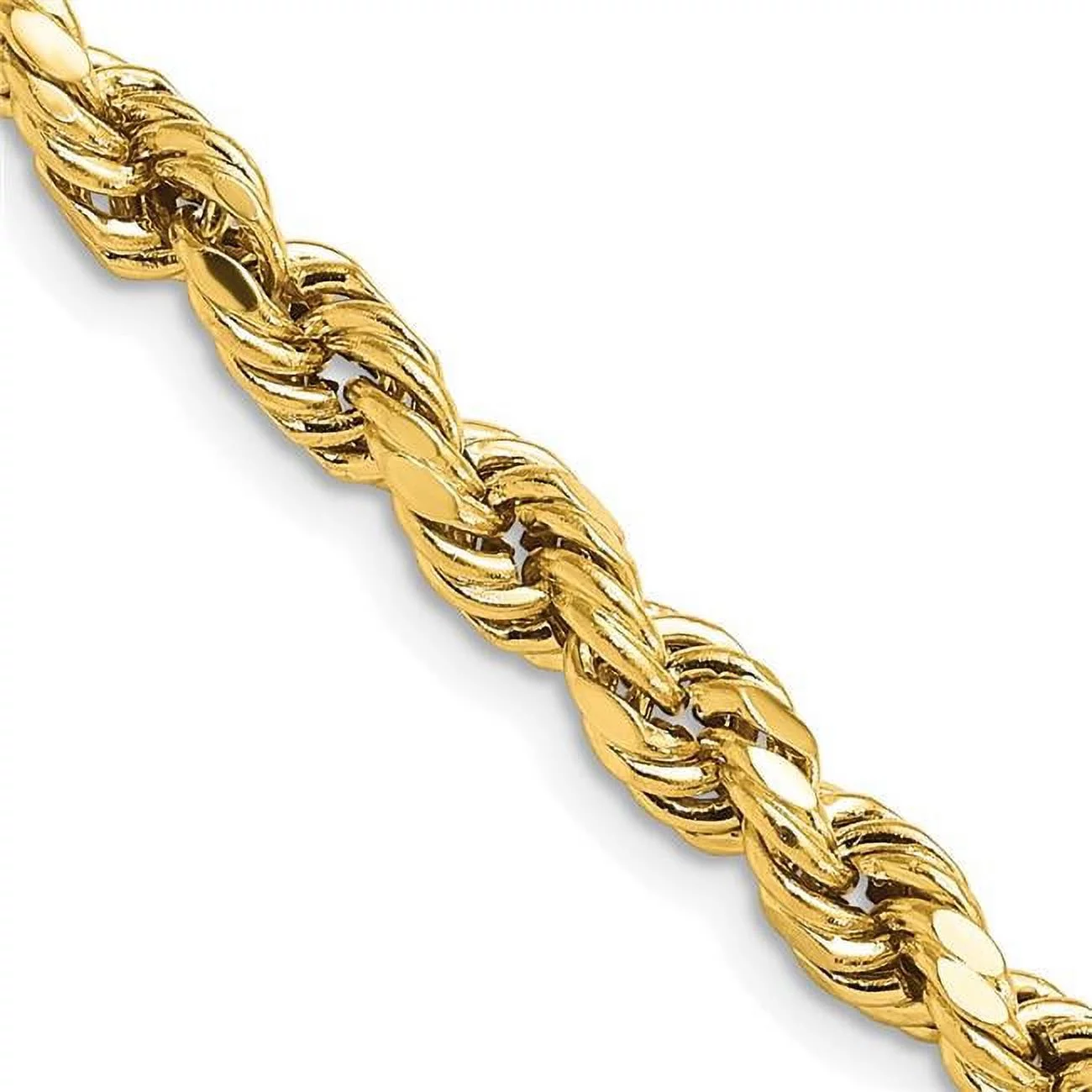 Primal Gold 10 Karat Yellow Gold 5.5mm Semi-solid Diamond-cut Rope Chain