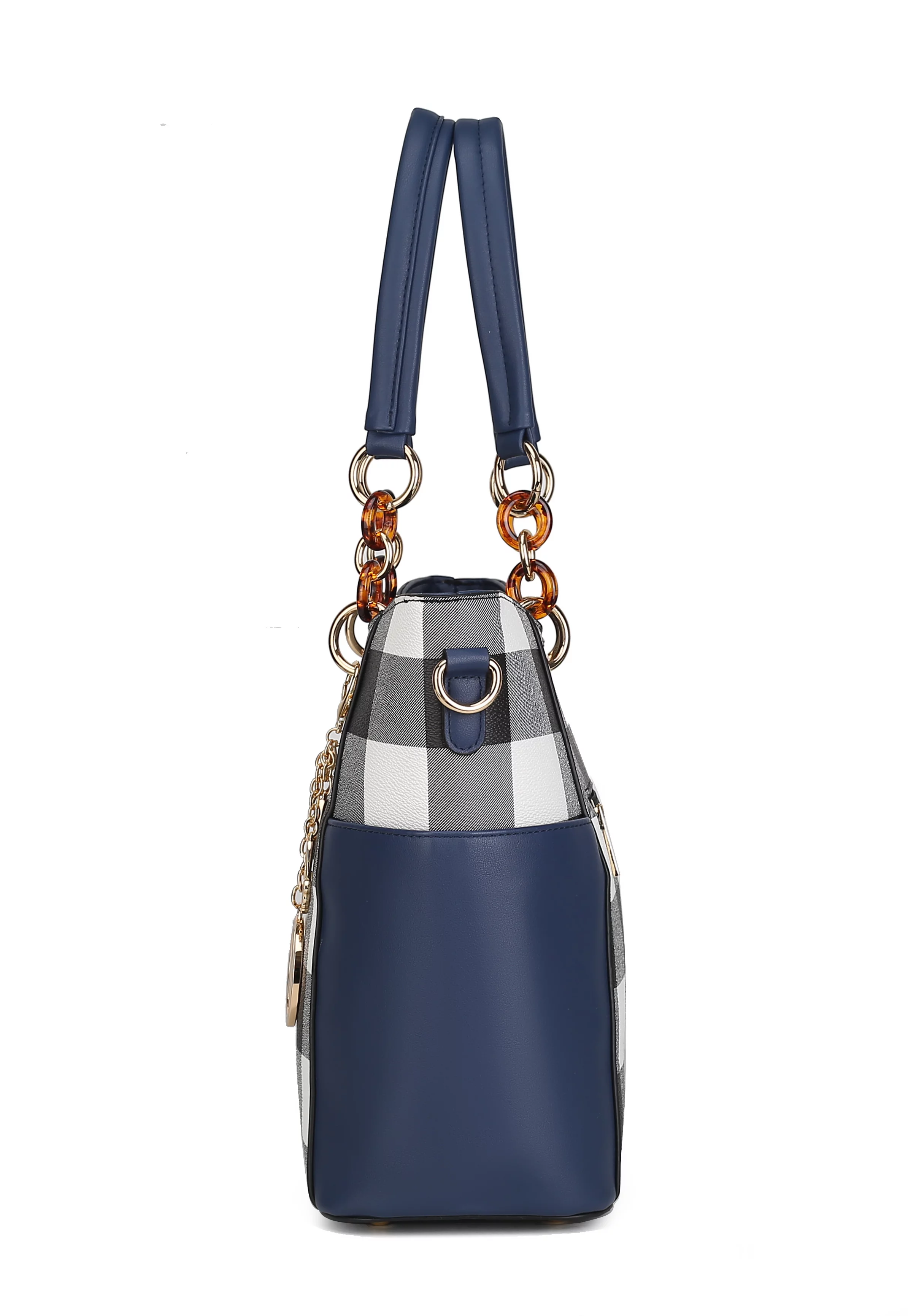 MKF Collection Paloma Women's Checkered Shoulder Bag & Matching Wallet 2-Piece Set by Mia K. - Black