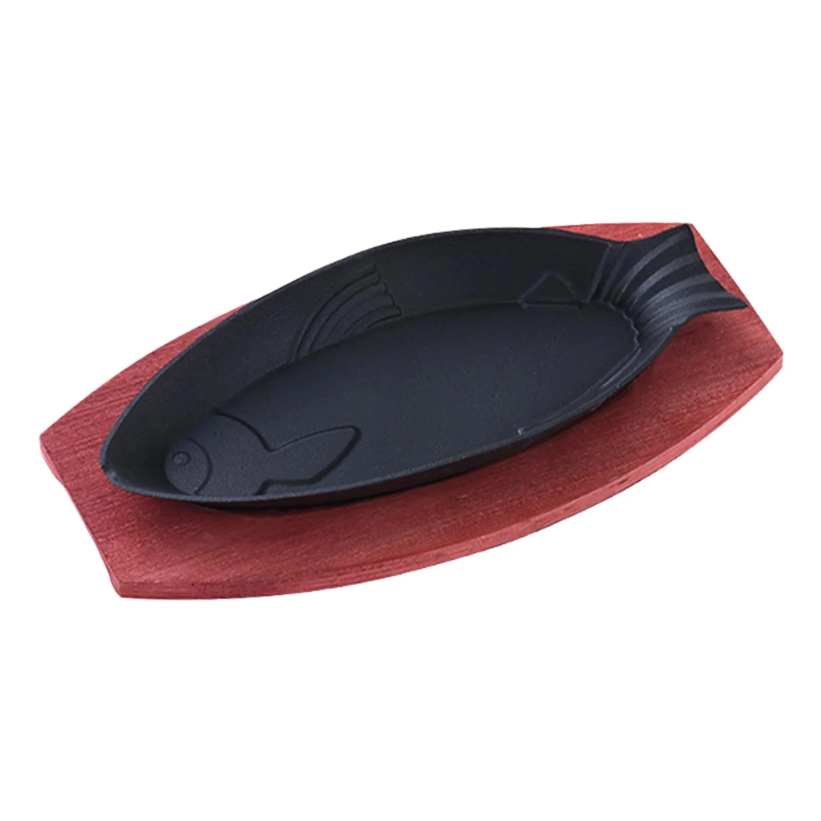 CUTICATE Steak Fry Plate BBQ Grilling Pan Shaped Baking Tools Cast Iron Fajita Pan Steak Serving Plate for Home Stovetops Cooking B