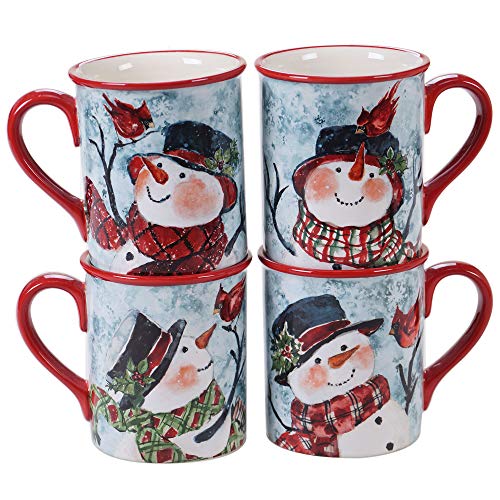Watercolor Snowman 16 oz. Mugs, Set of 4 Assorted Designs