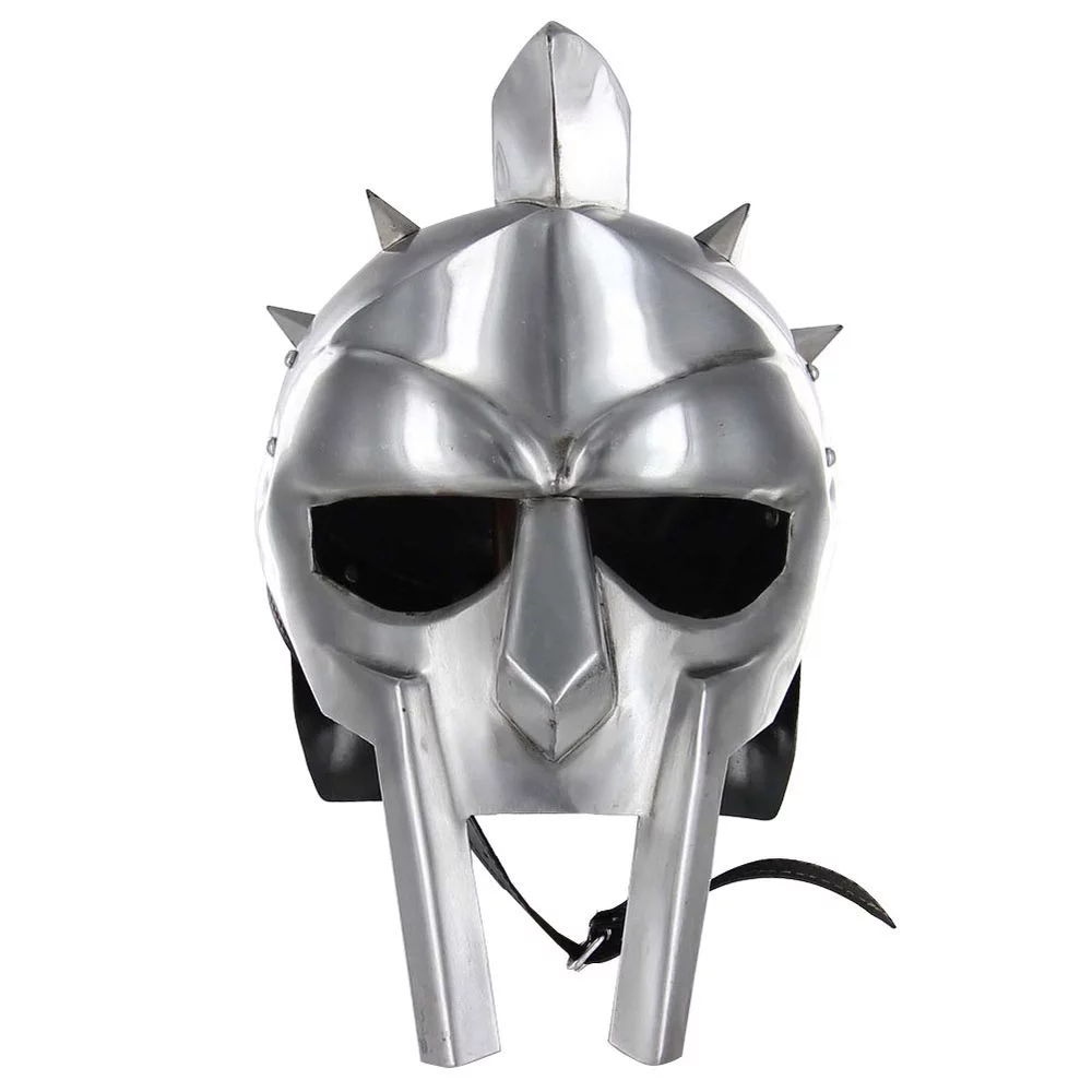 GLADIATOR MAXIMUS ROMAN SPIKED HELMET Functional 18ga Carbon Steel