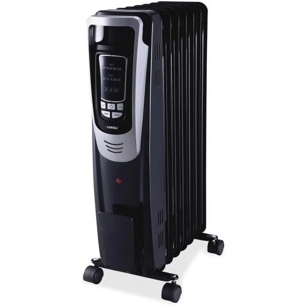 Lorell LED Display Mobile Radiator Heater Electric - Electric - 600 W to 1500 W - 3 x Heat Settings - 150 Sq. ft. Coverage Area - 1500 W - Black