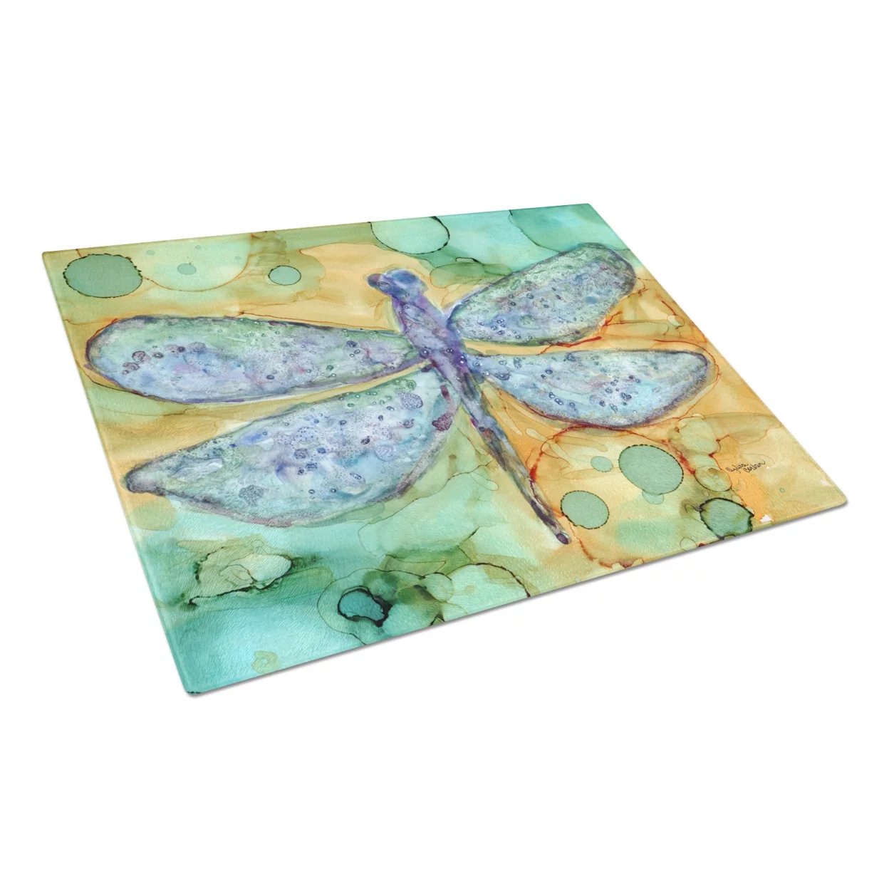 Caroline's Treasures Abstract Dragonfly Glass Cutting Board Large