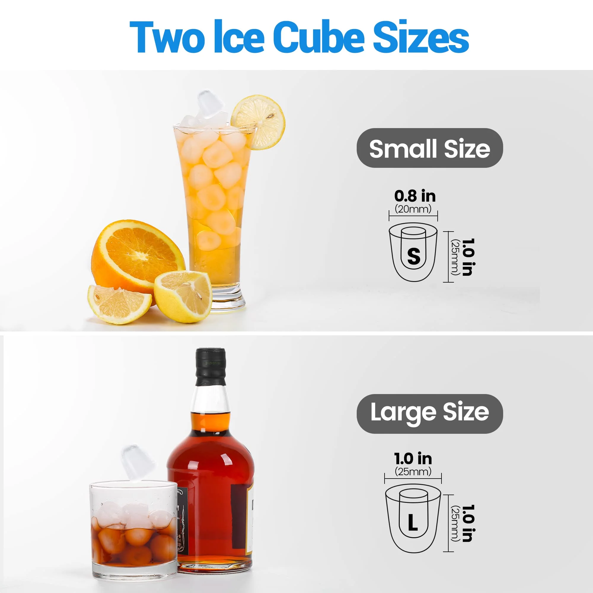 Ice Maker Machine Countertop 2 Ice Sizes,26.5 lbs in 24 Hrs,Self-clean,Portable Ice Maker 1.1L,for Home, Party, Office, Bar, RV