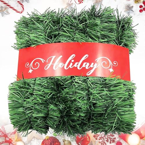 Christmas Garland, 54FT Artificial Soft Green Realistic Pine Greenery for Indoor Outdoor Xmas Mantle, Staircase, Door & Wall Decor