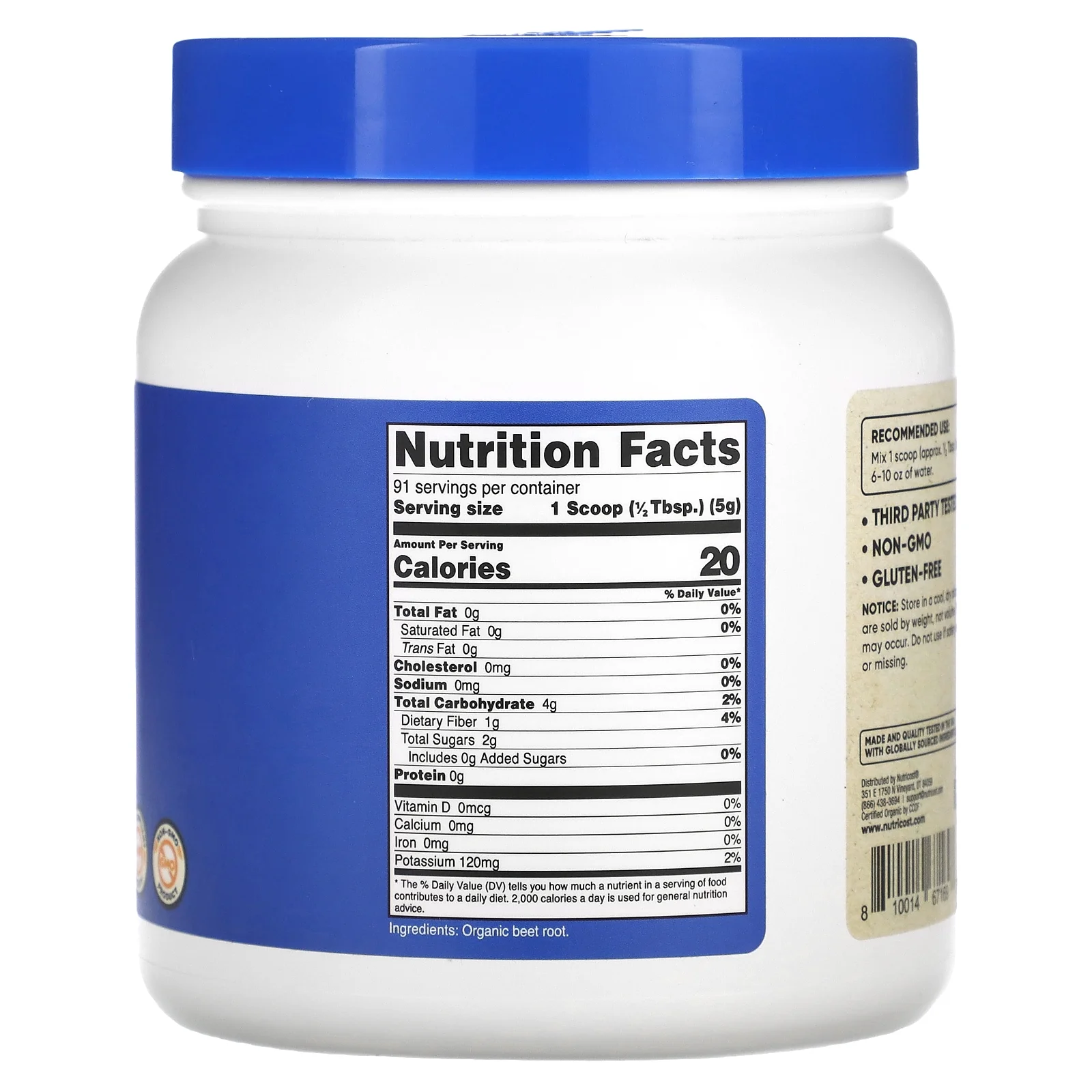 Nutricost Organic Beet Root Powder 1 lb - Certified USDA Organic Supplement