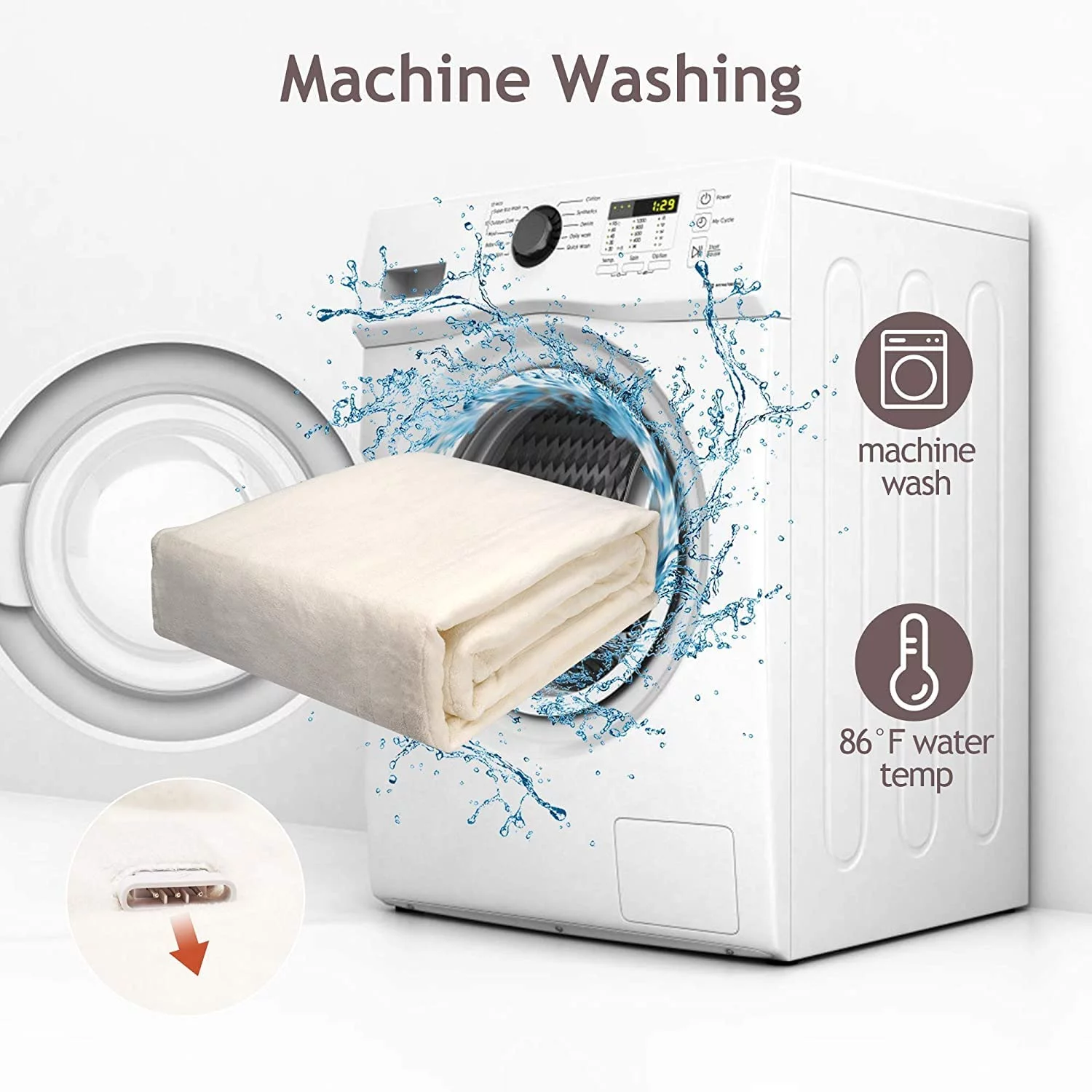 SUNVIVI Energy Saving Heated Blanket, Soft Electric Blanket King Size Dual Control, 10 Heat Settings Washable Electric Heating Blanket with 12 Hours Auto Off, ETL Certified, 5 Years Warranty, White