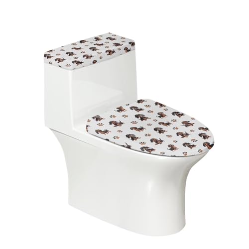 Christmas Bow Bell Toilet Tank Lid Cover and Toilet Seat Lid Cover 2 Pcs Set Toilets Covers with Elastic Cloth Fits Most Toilets Tanks & Lids