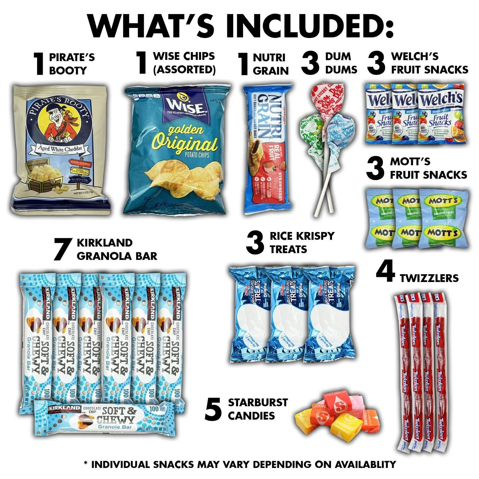 Fun Flavors Box Favorite American Snack Care Package - 50 Snacks Variety Assortment of Chips, Cookies, Candy, Bars, Favorite Snacks Gift Box