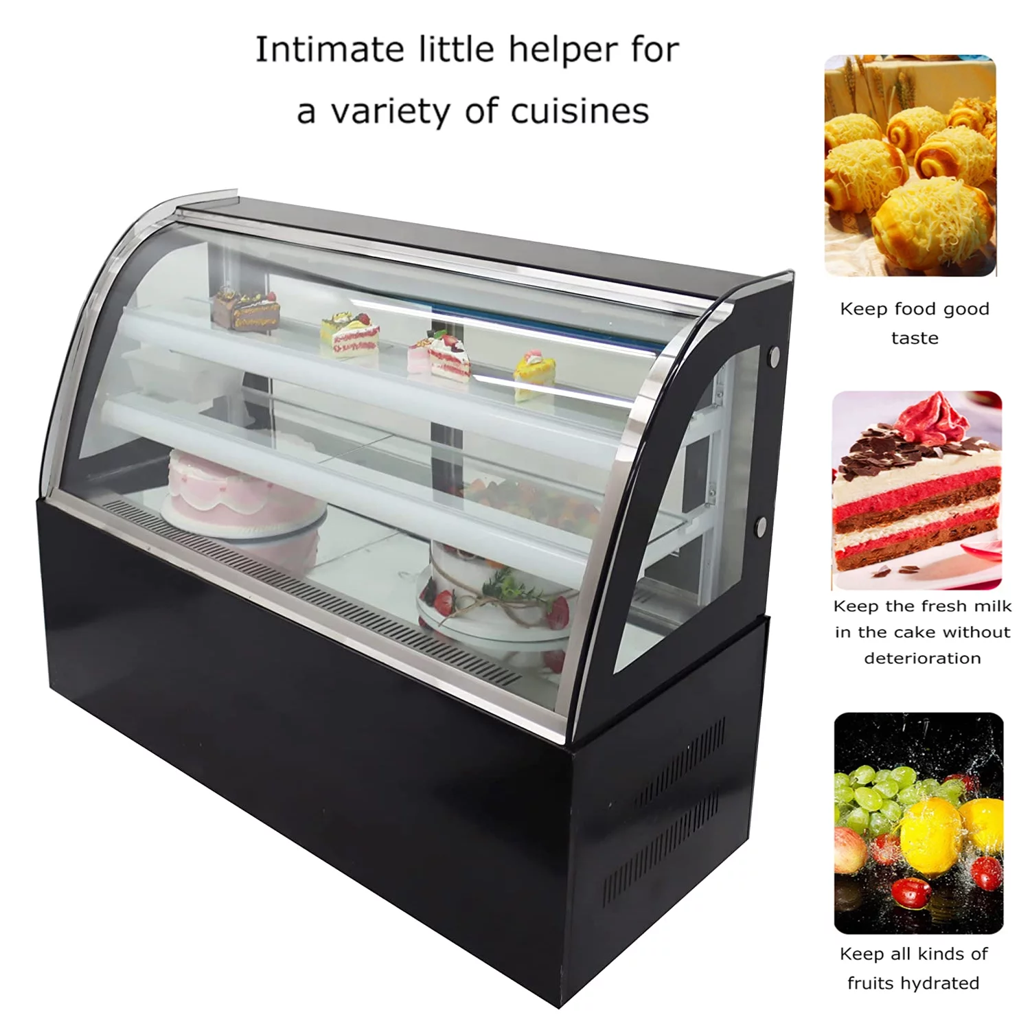 TECHTONGDA Refrigerated Cake Showcase Countertop Bakery Cabinet with Humidifying Function 220V