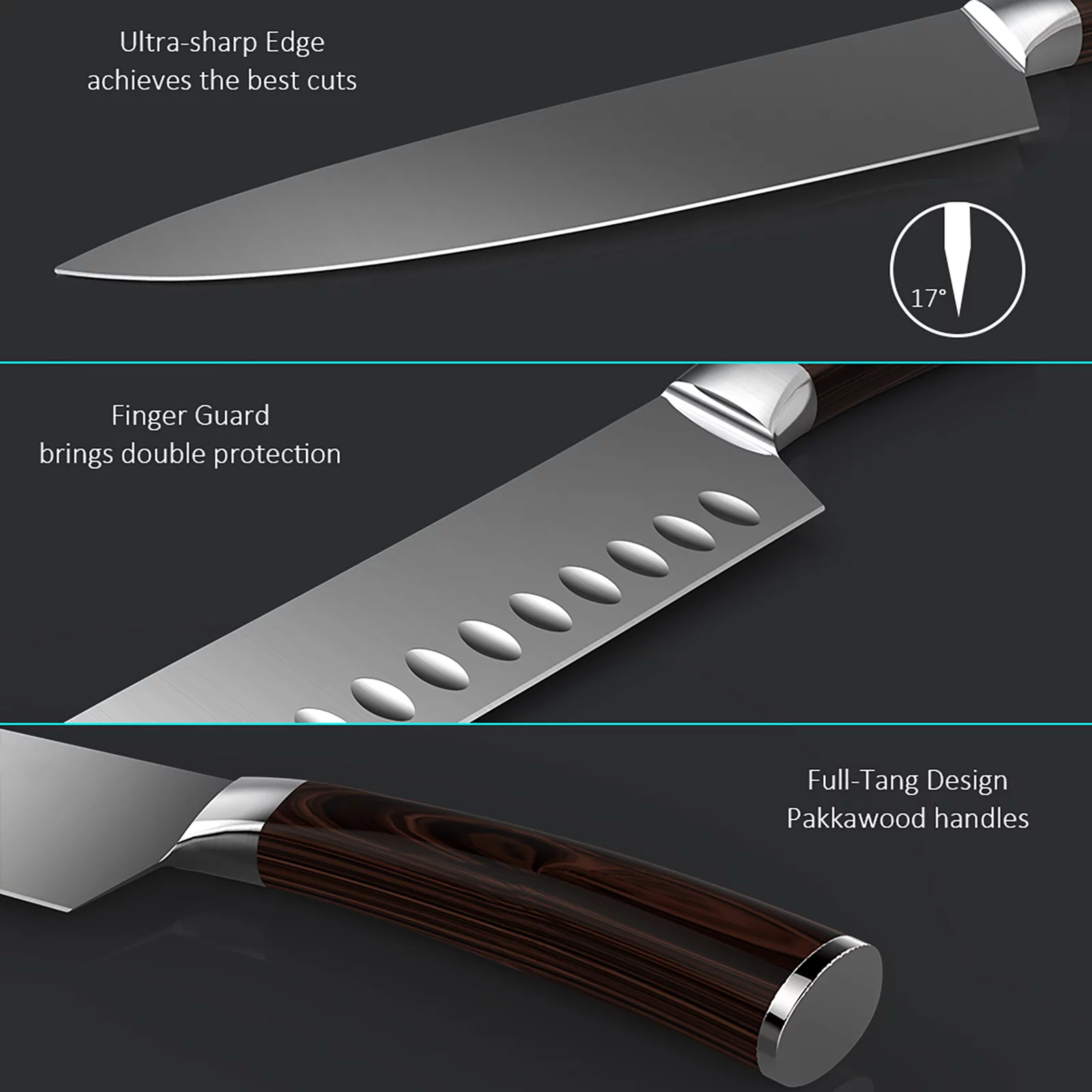 Homgeek Kitchen Knife Set, Professional German High Carbon Kitchen Knives, 2 Piece Stainless Steel Sharp Blades with Gift Box, Ergonomic Handle Include Chef Knife & Santoku Knife