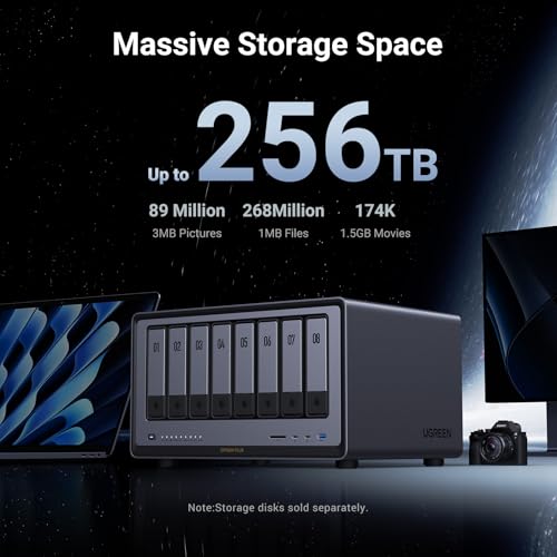 UGREEN NASync DXP8800 Plus 8-Bay Desktop NAS, Intel i5 1235u 10-Core CPU, 8GB DDR5 RAM, 128G SSD, 2 * 10GbE, 2 * M.2 NVMe Slots, 8K HDMI, 2 * TBT4, Network Attached Storage (Diskless)