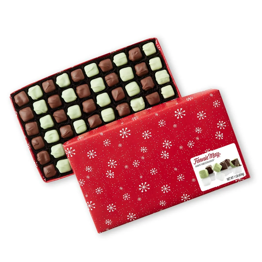 Holiday Wrap Mint Meltaways, Milk Chocolate And Pastel Candy With A Mint Chocolate Center, Christmas Candy Gift Box, 1 Lb