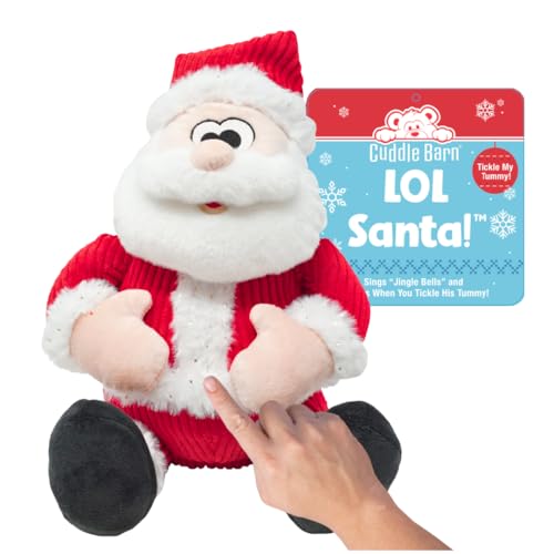 Cuddle Barn - LOL Santa! Tickle My Tummy Plush Christmas Toy | Sings Sways to Jingle Bells | Touch Sensor Interrupts Song with Laughing | White Elephant Gift for Adults, Teens, Kids - 11