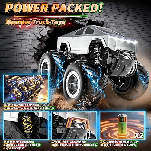 Remote Control Car: Off-Road Pick-Up Truck, 4WD Waterproof Hobby RC Truck Toys for All Terrain, 1:16 Scale Monster RC Truck Toys, Amphibious 2.4 GHz Vehicles Gift for Boys, Ages 5–8, 8–12+