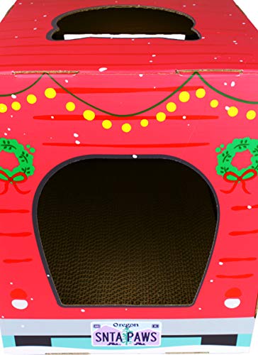 Christmas Cat House & Cat Scratcher w/Bonus Catnip Included