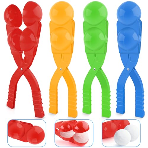 4 Pack Snowball Maker, Large Snow Ball Clip Mold Tool with Handle for Snow Ball Fights, Outdoor Winter Sport for Adults