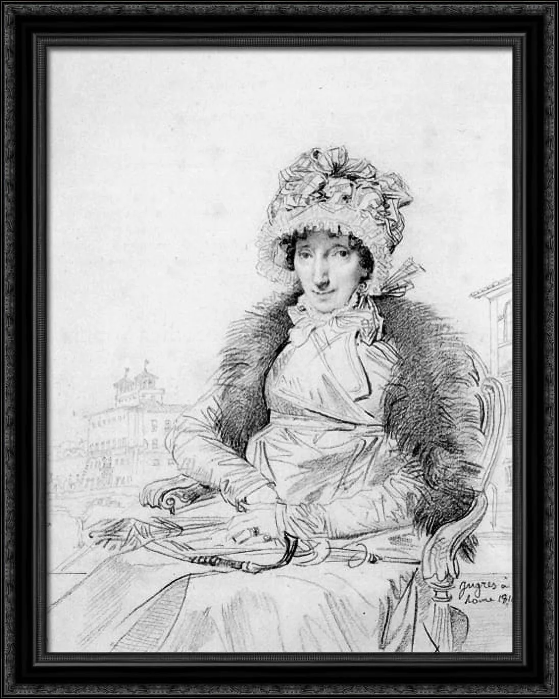 Mrs John Mackie, born Dorothea Sophia de Champs 28x34 Large Black Ornate Wood Framed Canvas Art by Jean Auguste Dominique Ingres