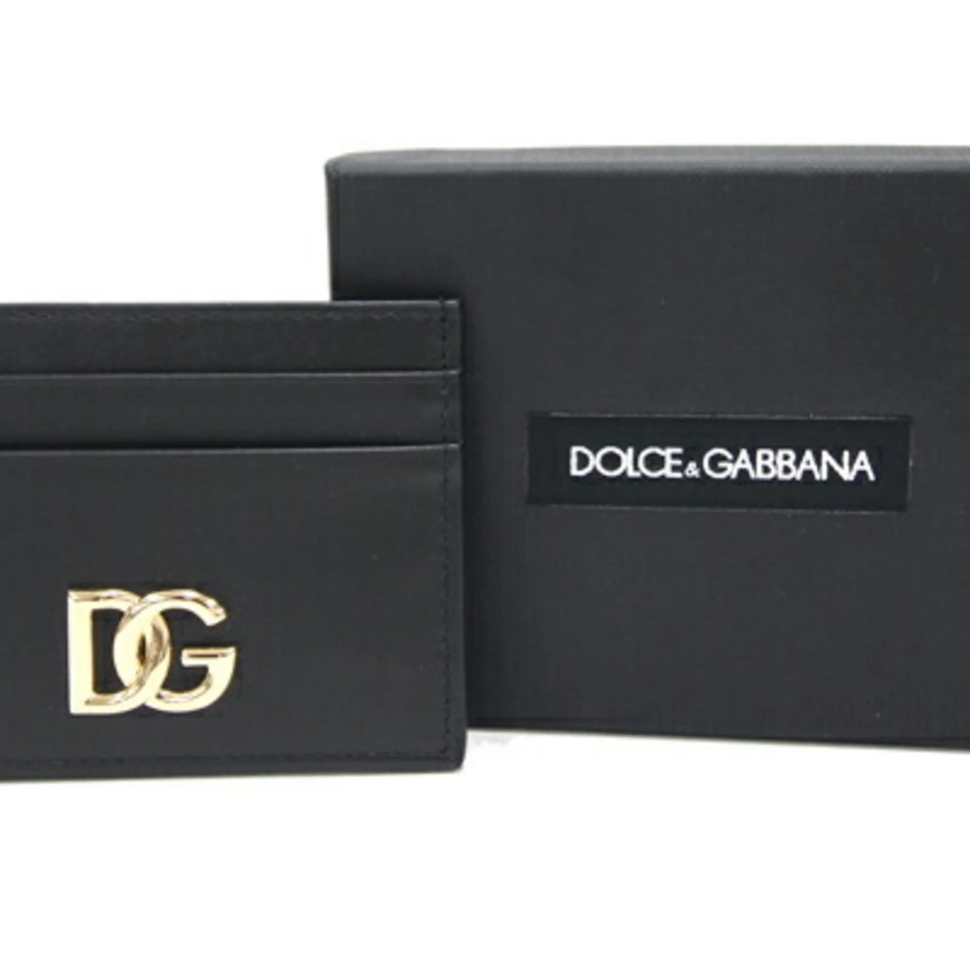 Pre-Owned Dolce & Gabbana Card Case Black Leather Pass Men's DOLCE&GABBANA (Like New)