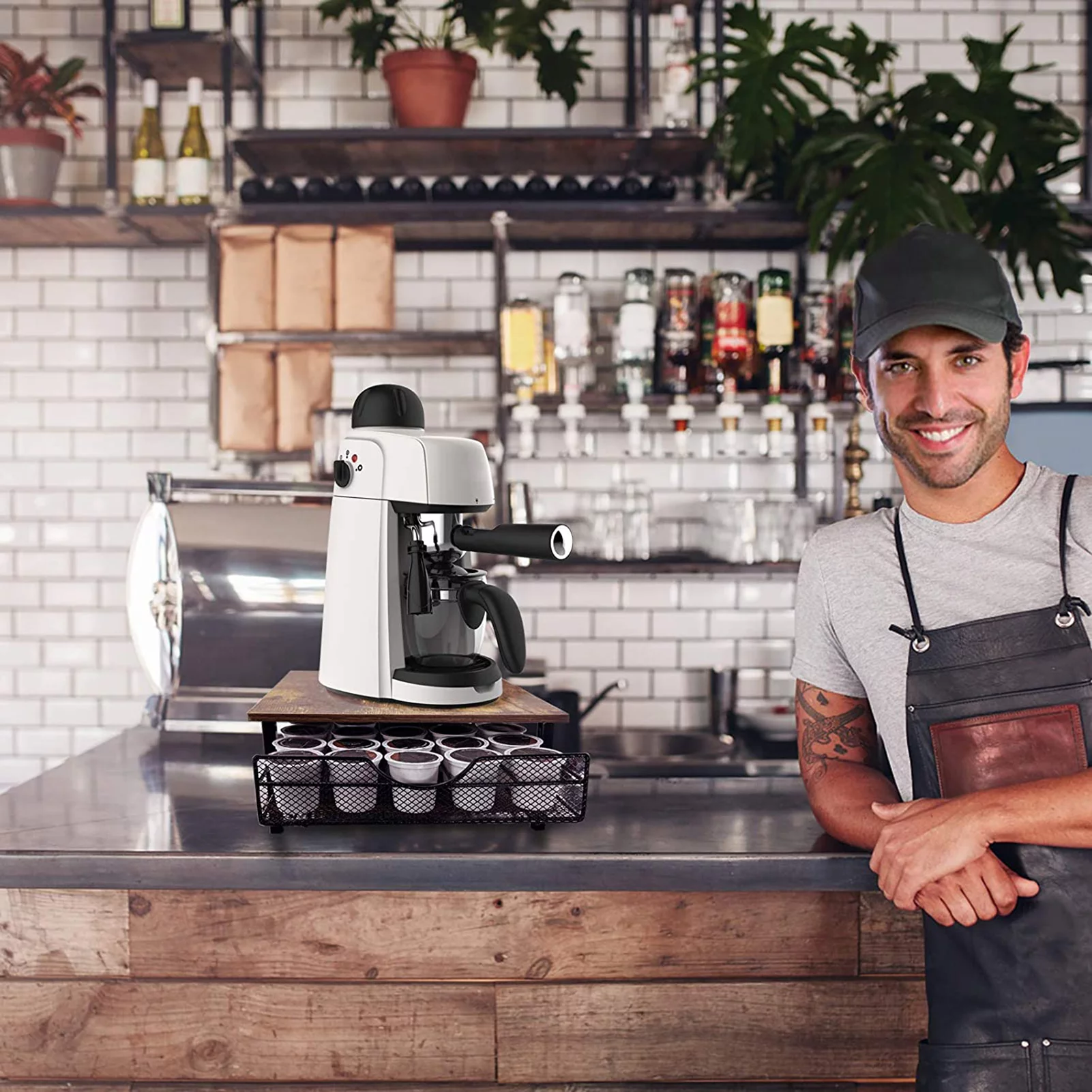 35 Capacity Capsule Pods Storage Organizer, Brown Coffee Pod Drawer Holder for K-cups