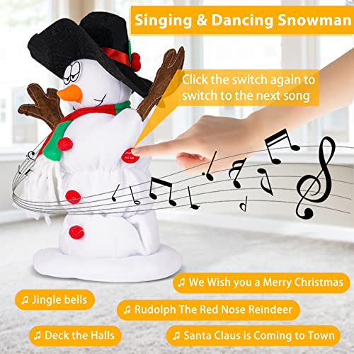 SdeNow Twerking Christmas Snowman Santa Singing Dancing Snowman Santa Claus Animated Plush Toys,6 English Christmas Songs