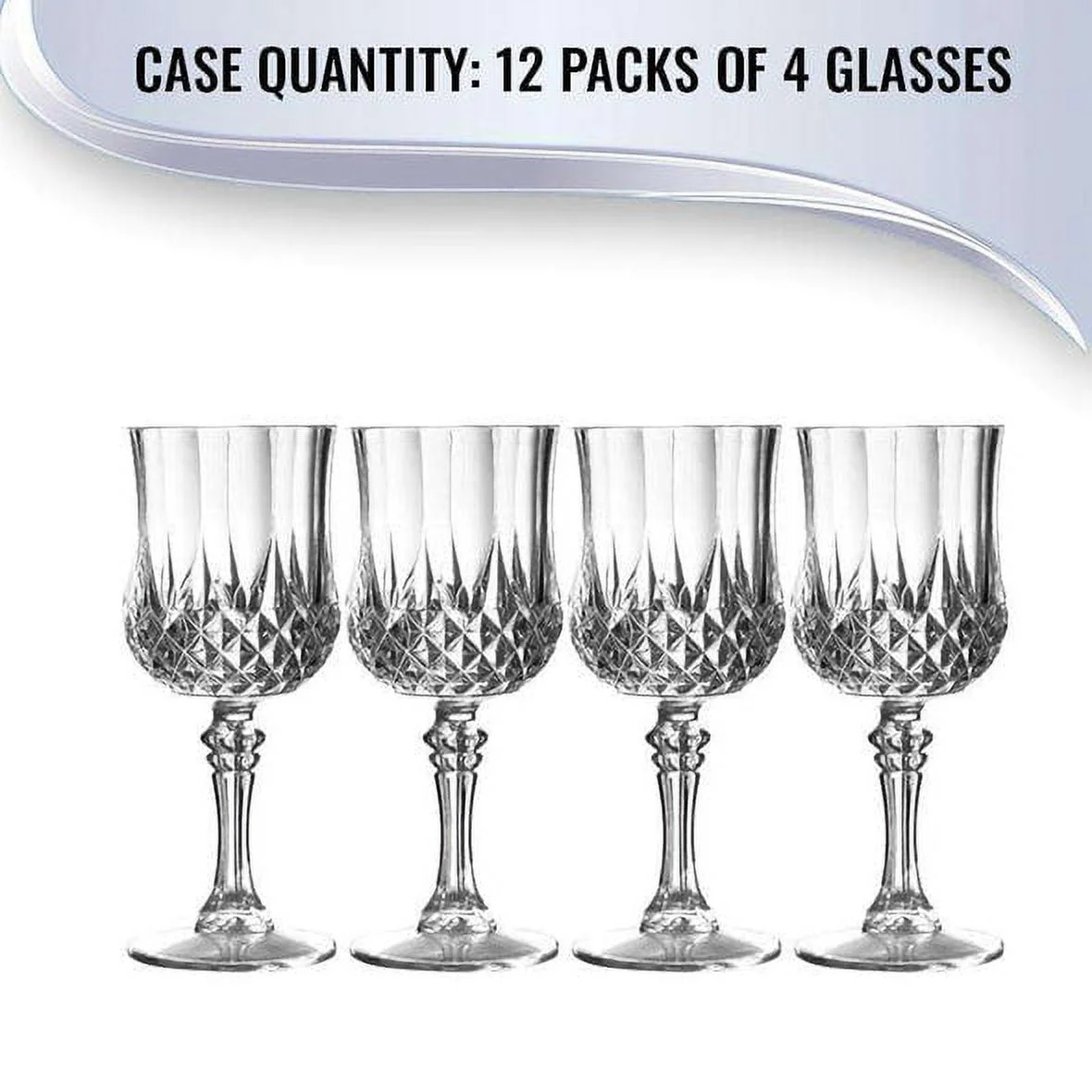 Smarty 8 oz. Crystal Cut Plastic Wine Glasses 48ct