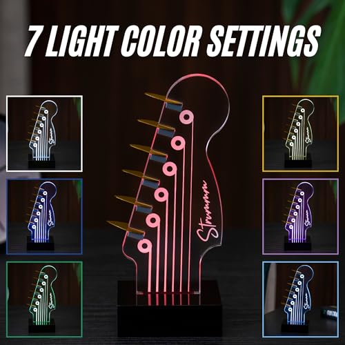 Light Up Guitar Pick Holder – 7-Color Changing LED Pick Storage Display & Night Light – USB Powered Novelty Room Decor, Holds 6 Picks – Cool Guitar Gift for Men, Musicians & Guitarists