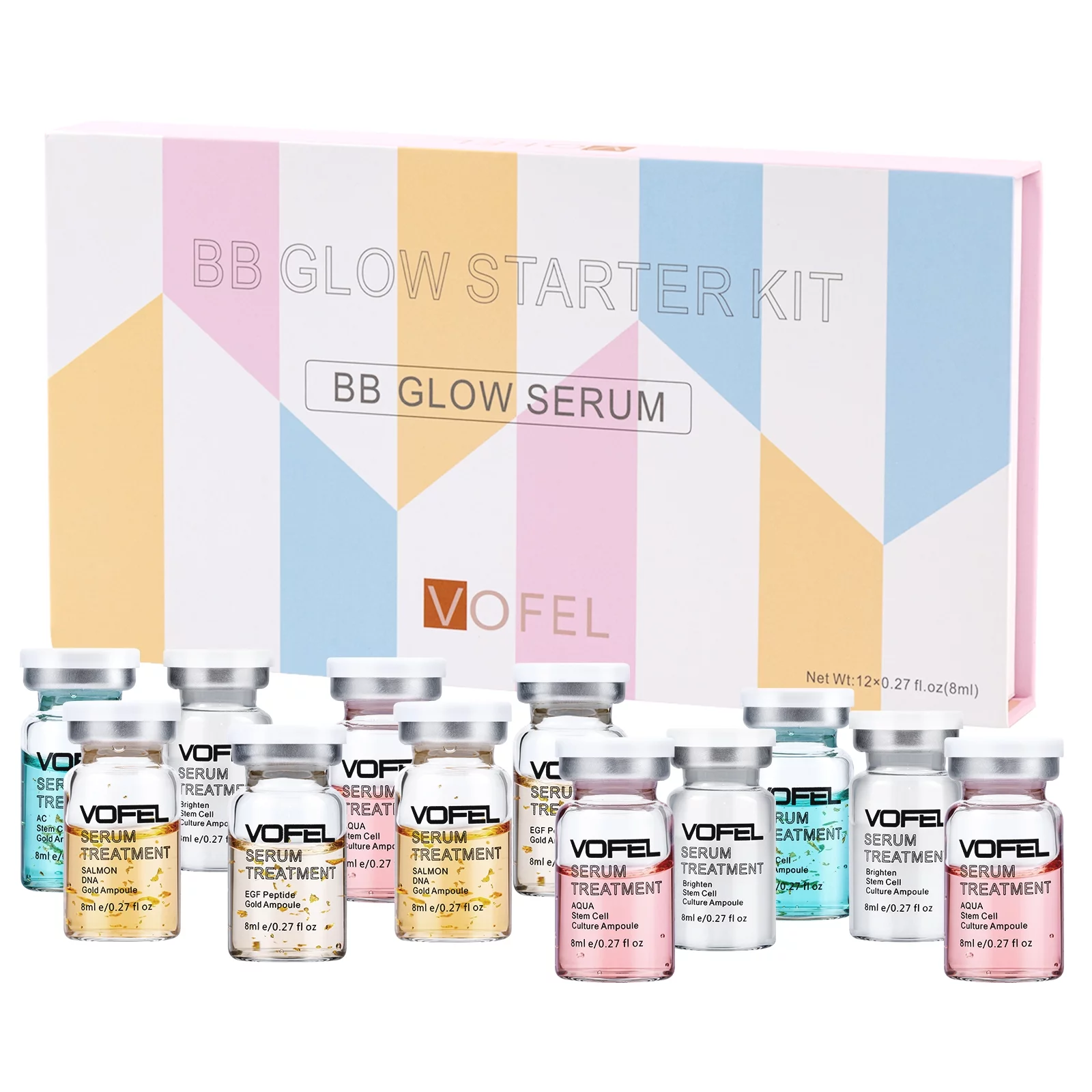 BB Glow Starter Kit BB Glow Serum for Microneedling Serum Ampoule Skin Treatment Kit 0.27oz 12 Vials