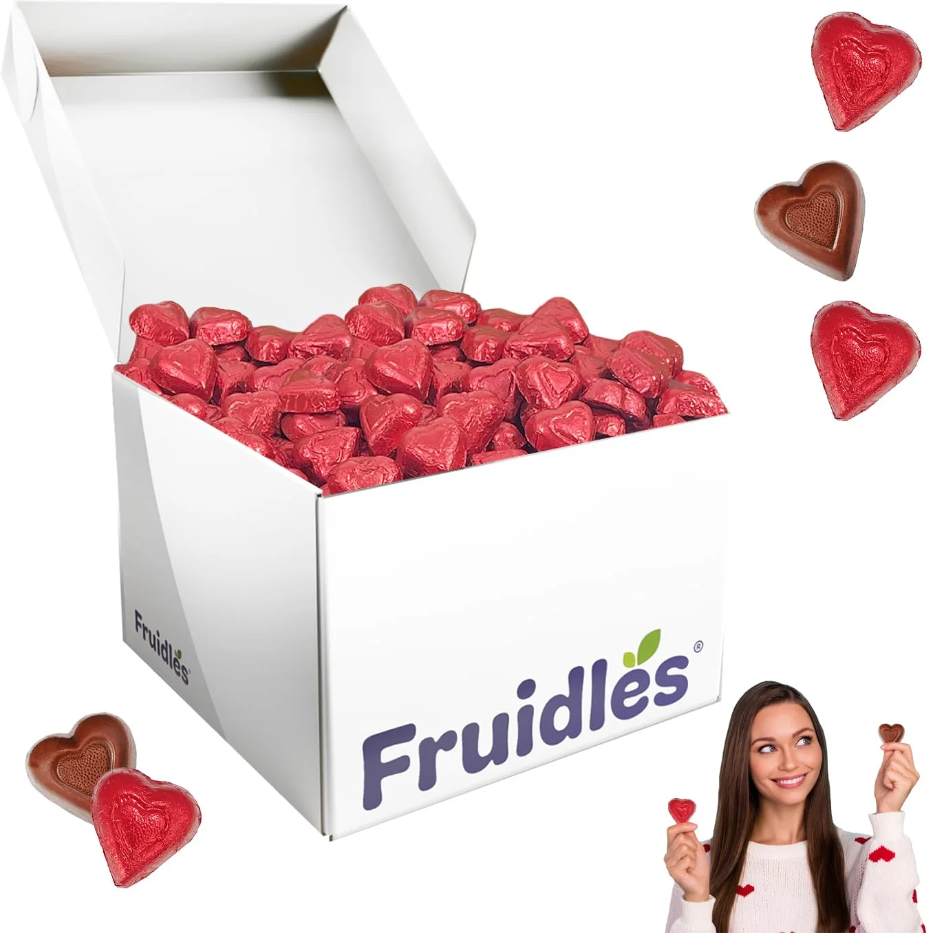 Valentine,S Day Milk Chocolate Hearts, Party Bag Fillers, Red Individually Wrapped Foils, Kosher Certified (5 Pounds (Bulk))