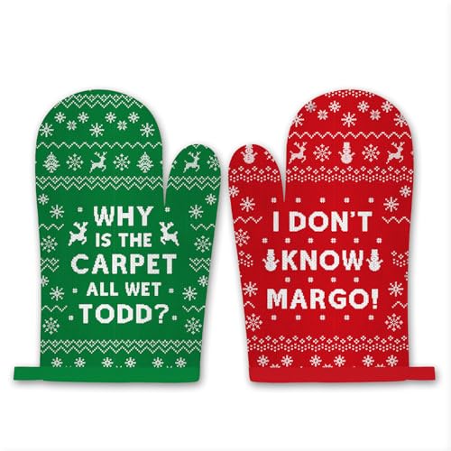 Christmas Vacation Kitchen Decor, 2Pcs Funny Holiday Oven Mitts Pot Holders, Griswold Family Christmas Vacation Merchandise Gifts, Cute Xmas Cookie Bag Kitchen Cooking Baking BBQ Gloves