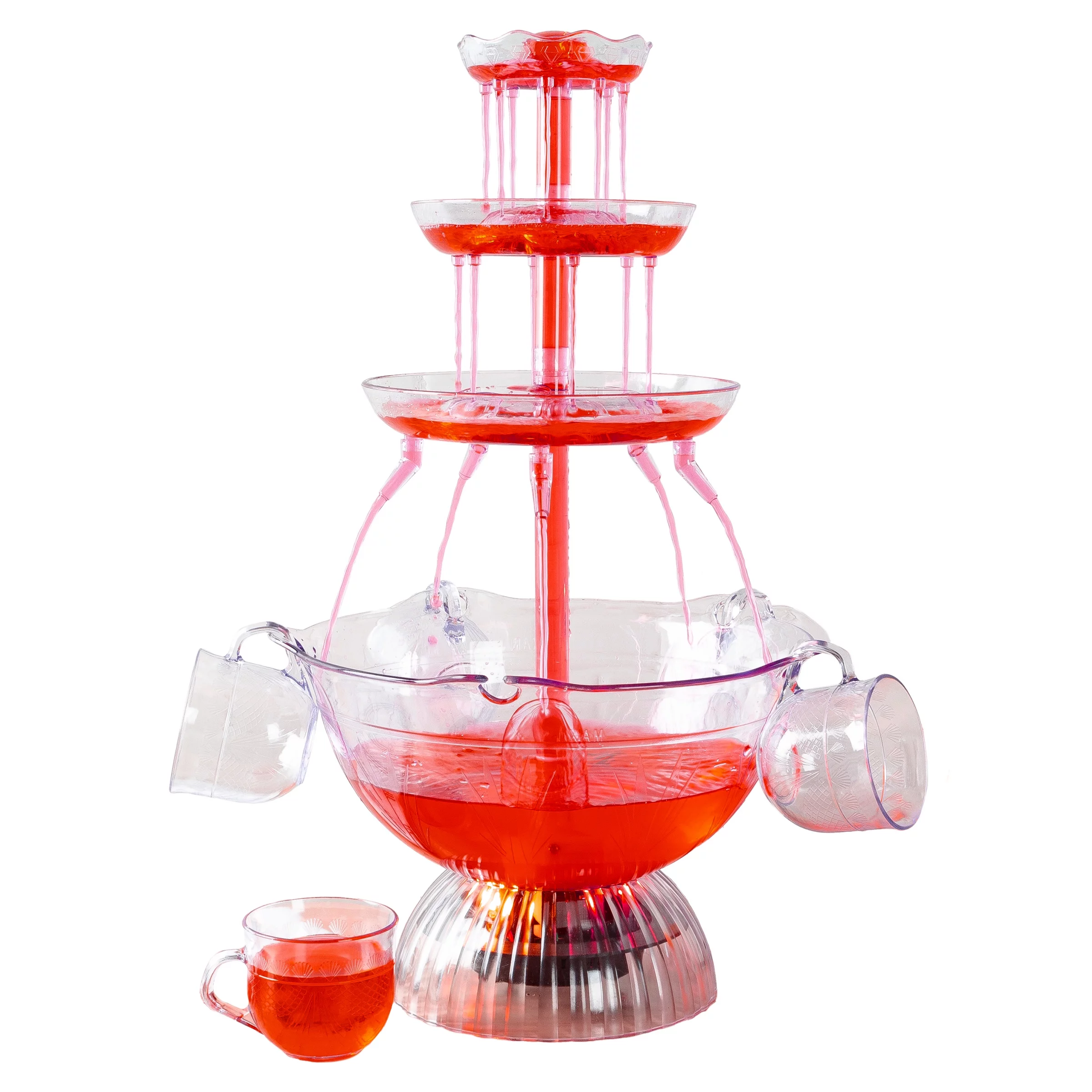 Great Northern Party 3-Tier Clear Drink Dispenser with Lighted Base and 5 Cups