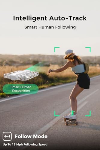 X1 Drone with Camera, Self-Flying Camera Drone with Follow Me Mode, Foldable Mini Drone with HDR Video Capture, Palm Takeoff, Intelligent Flight Paths, Hands-Free Control Black (Standard)