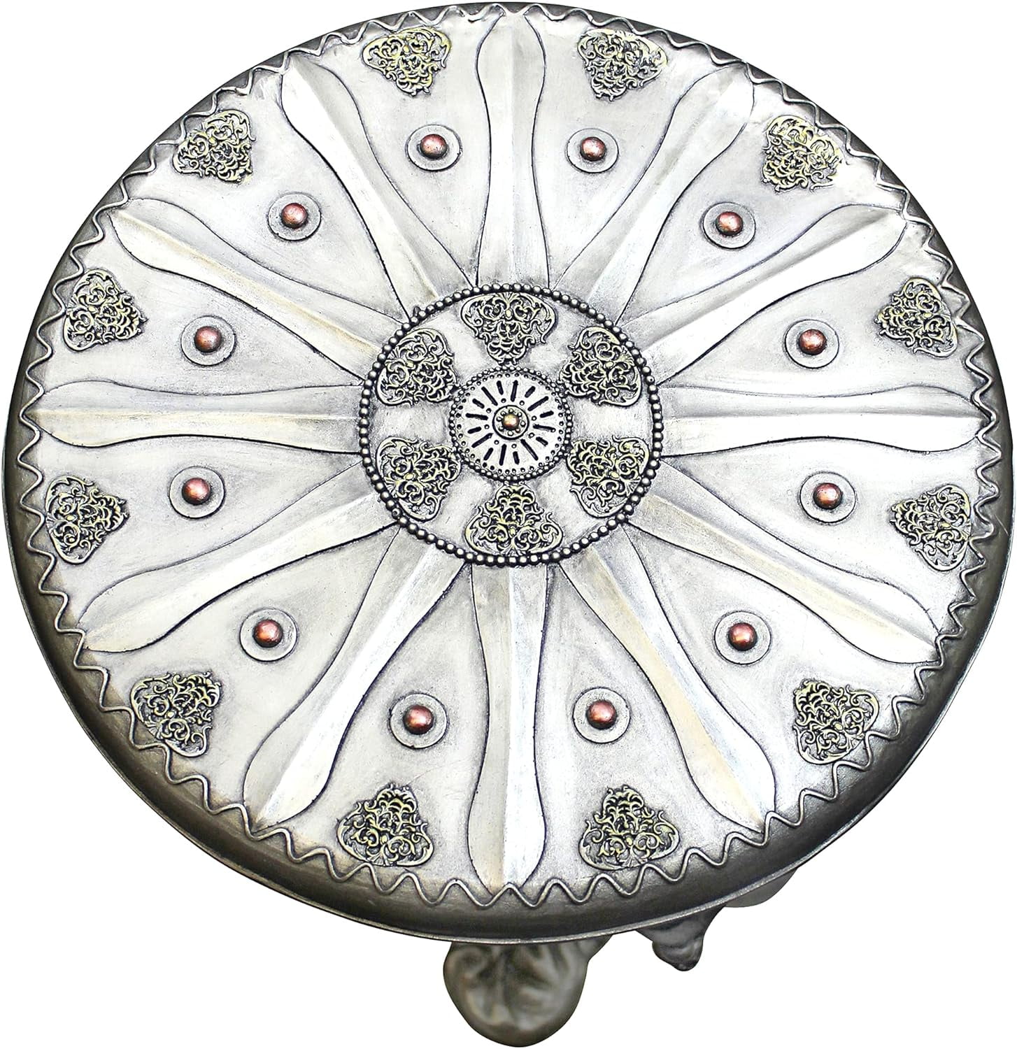 Battle Of Slaughterbridge Gothic Sculptural Side Table, 13.5D X 14W X 19H In, Pewter Finish