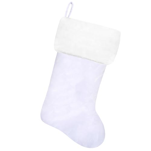 20 Inches Red Velvet with White Super Soft Plush Cuff Christmas Stockings, Xmas Personalized Embroidered Pets Paw Stockings for Family Holiday Decorations and Xmas Tree Fireplace