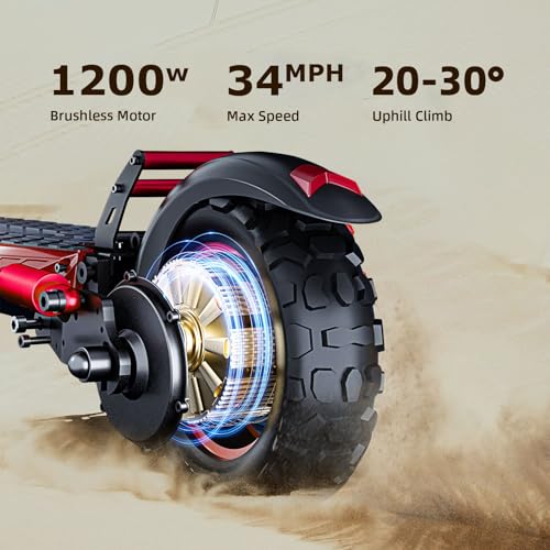 Offroad Electric Scooter with Seat,1200W eScooter for Adults,32 Miles Long Range & 34 Mph Fast Electric Scooters,11