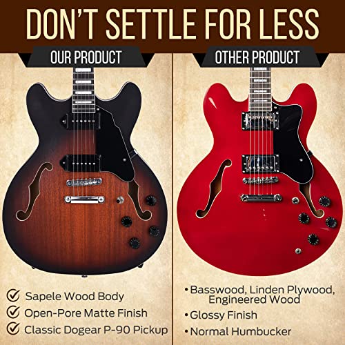 Pyle Semi Hollow Body Electric Guitar Set, 41.8
