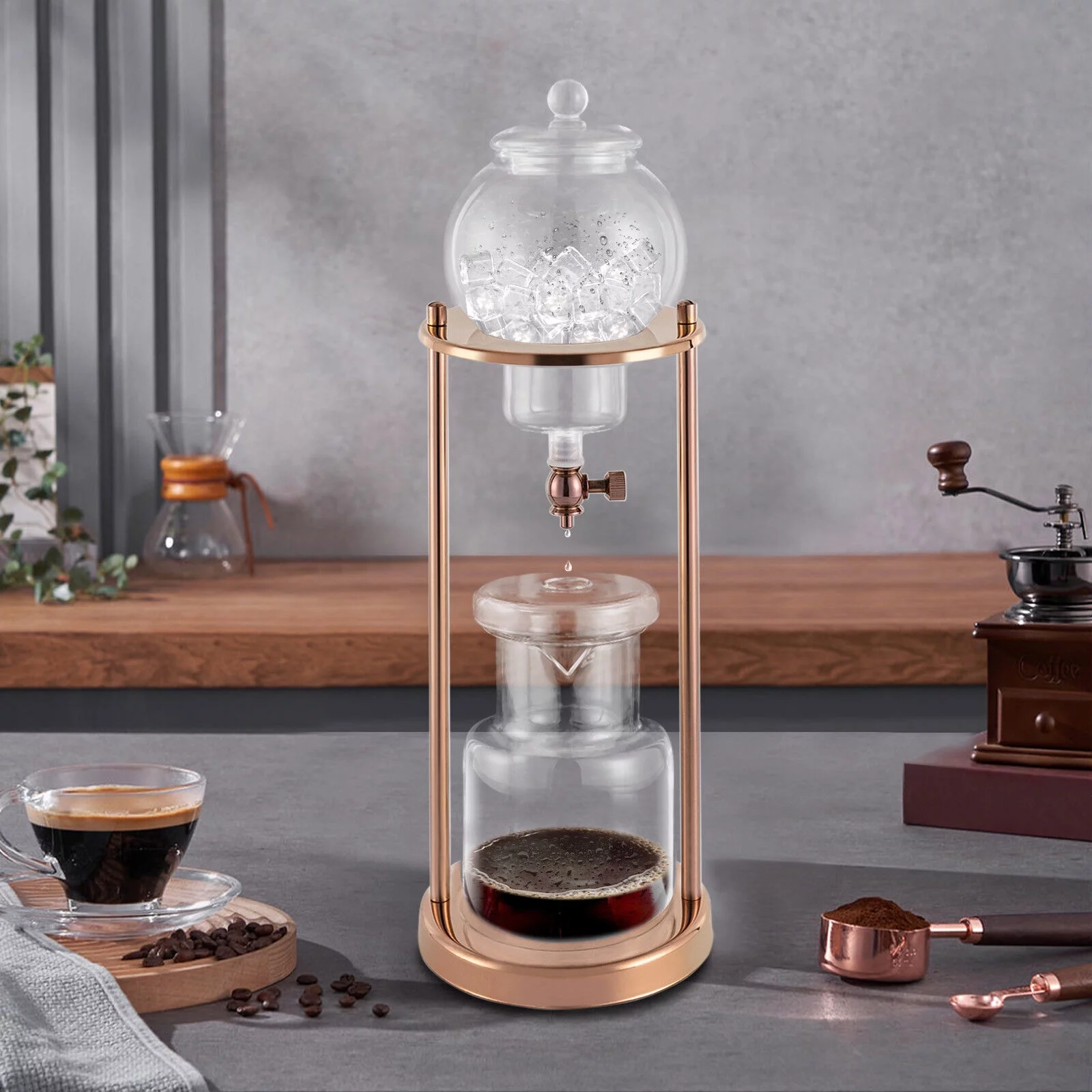 Miumaeov Cold Brew Dripper Coffee Maker 600ML Ice Coffee Machine with Slow Drip Technology Large Capacity Cold Brew Coffee Tower for 6-8 People