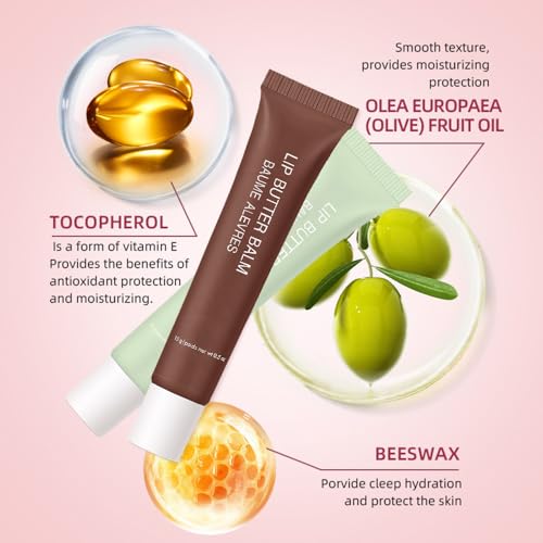 4 PCS Summer Special Lip Butter Balm – Ultra-Hydrating Lip Care with Shea Butter & Olive Oil, Soothes Dry Lips with Natural Tint & Gloss Effect, Lip Plumper Moisture & Light Lip Stain Finish