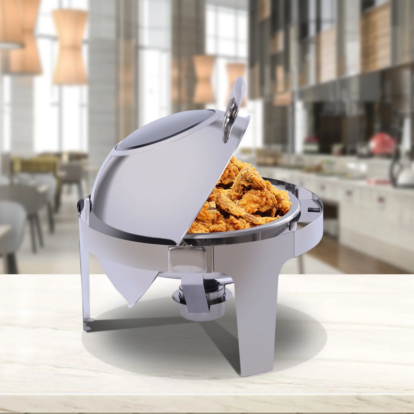 FETCOI 6L Electric Catering Chafing Dish Set Buffet Warmer Chafing Dish w/ Rolling Lid