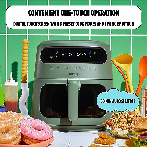 CRUX x Marshmello 8.0 QT Digital Air Fryer with TurboCrisp Technology, Touch Screen Temperature Control, Timer and Auto Shut-off, Fully Programmable, Silicone Liner Included, Lavender