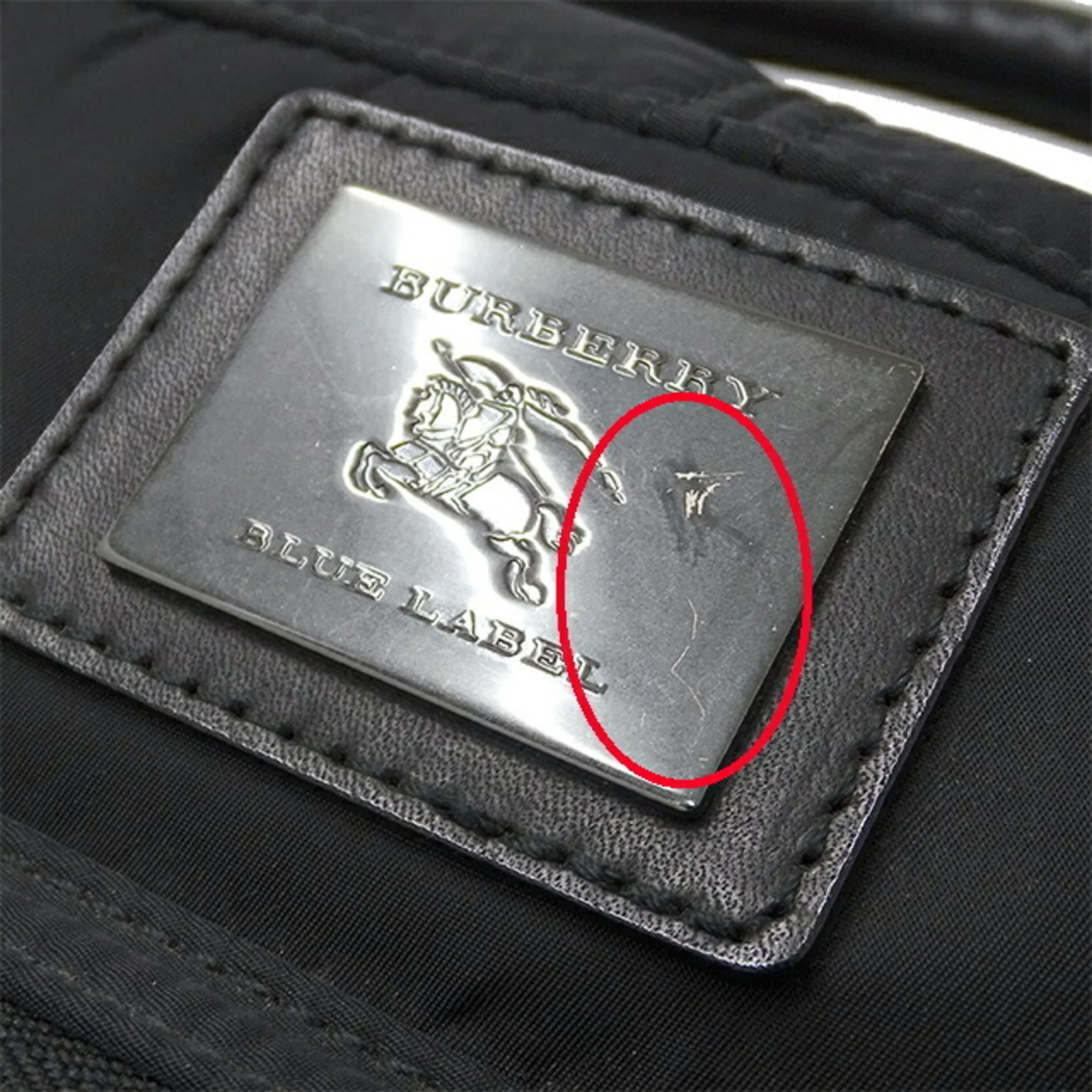 Pre-Owned Burberry blue label BURBERRY BLUE LABEL bag Lady's men handbag nylon leather black Boston (Fair)