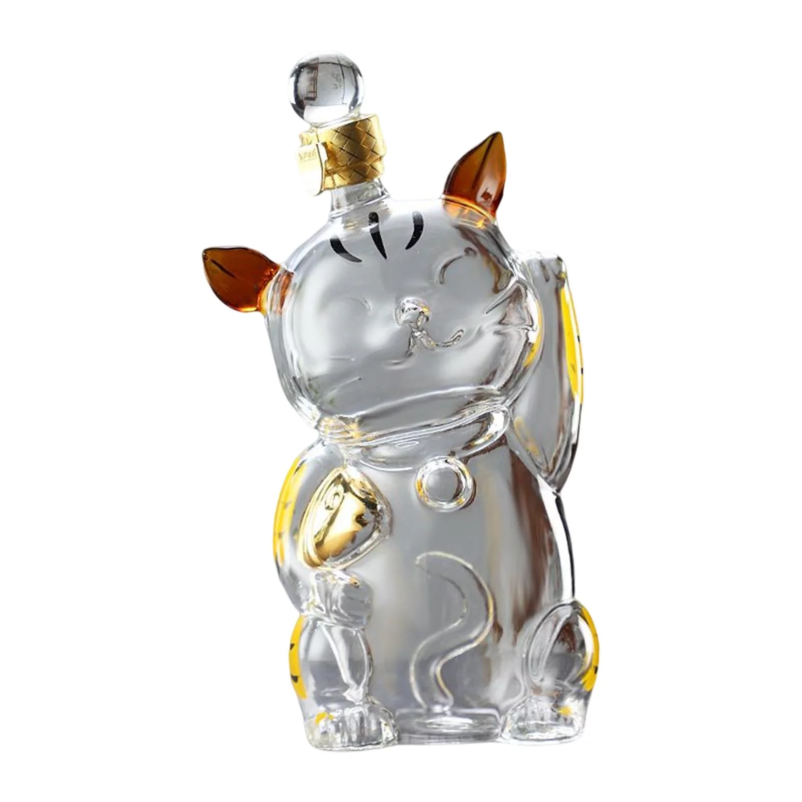 Cat Shaped Large Decanter with Airtight Stopper High Borosilicate Glass Dispenser Bottle Drinkware Holder Carafe for Home