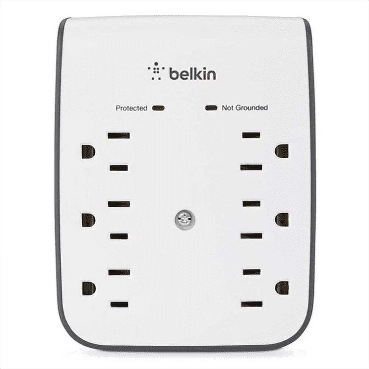 Belkin SurgePlus Wall Mount Surge Protector, 6 Outlets, 2 USB Ports, 10W