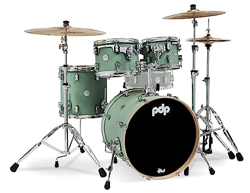 Pacific Drums & Percussion PDP Concept Maple 4-Piece Fusion, Satin Seafoam Drum Set Shell Pack (PDCM20FNSF), 8x10 &9x12 Tom,14x14 Floor Tom, 16x20 Kick Drum