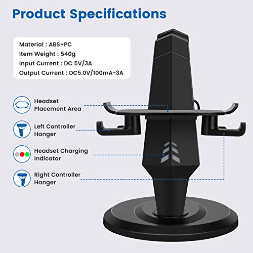 alcopanda VR Stand, Headset Charging Dock, VR Display Stand Accessories for Meta Quest 2, PSVR 2,Rift, Rift S,Valve Index Headset and Touch Controllers